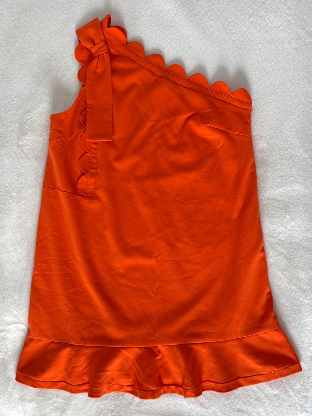 Victoria Beckham x Target Orange Bow One Shoulder Scallop Dress, Size 1X - EUC - Picture 4 of 10